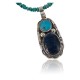 Handmade Certified Authentic .925 Sterling Silver Natural Lapis and Turquoise Native American Necklace & Pendant 370887848934