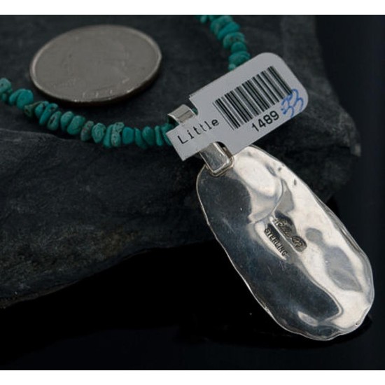 Handmade Certified Authentic .925 Sterling Silver Natural Lapis and Turquoise Native American Necklace & Pendant 370887848934