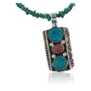 Handmade .925 Sterling Silver Natural Spiny Oyster and Turquoise Native American Necklace & Pendant 390651855760