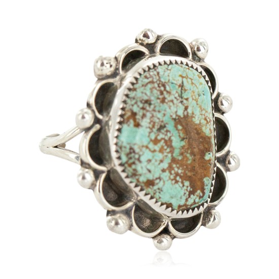 Handmade Certified Authentic .925 Sterling Silver Natural Turquoise Navajo Native American Ring 18259-2