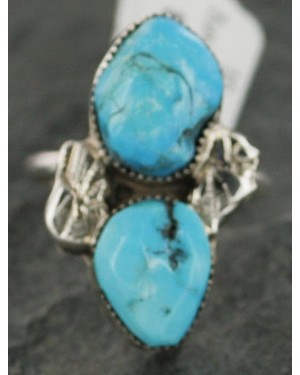 Handmade Certified Authentic .925 Sterling Silver Natural Turquoise Navajo Native American Ring  370937806820