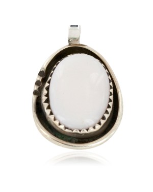 Handmade Certified Authentic .925 Sterling Silver Navajo Natural Mother of Pearl Native American Pendant 16088-9