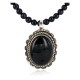 Handmade Certified Authentic .925 Sterling Silver Navajo Natural Turquoise Black Onyx Purple Goldstone Native American Necklace 1501-25333