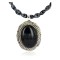 Handmade Certified Authentic .925 Sterling Silver Navajo Natural Turquoise Black Onyx Snowflakes Obsidian Native American Necklace 12927-15814
