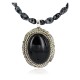 Handmade Certified Authentic .925 Sterling Silver Navajo Natural Turquoise Black Onyx Snowflakes Obsidian Native American Necklace 12927-15814