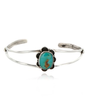 Handmade Certified Authentic .925 Sterling Silver Navajo Natural Turquoise Native American Bracelet 12919