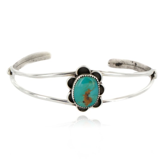 Handmade Certified Authentic .925 Sterling Silver Navajo Natural Turquoise Native American Bracelet 12919