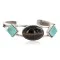 Handmade Apache .925 Sterling Silver Natural Turquoise Tigers Eye Native American Bracelet 12770-0