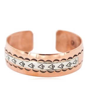 Handmade Certified Authentic Arrow head Navajo .925 Sterling Silver and Pure Copper Native American Bracelet 13097-8