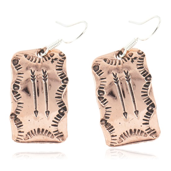 Handmade Certified Authentic Arrow Navajo Pure Copper Native American Dangle Earrings 18170-7
