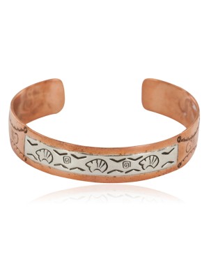 Handmade Certified Authentic Bear Navajo Pure .925 Sterling Silver and Copper Native American Bracelet 12762-21