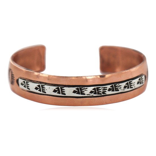 Handmade Certified Authentic Bear paw Navajo .925 Sterling Silver and Pure Copper Native American Bracelet 92020-1