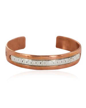 Handmade Certified Authentic Bear paw Navajo .925 Sterling Silver and Pure Copper Native American Bracelet  92020-2
