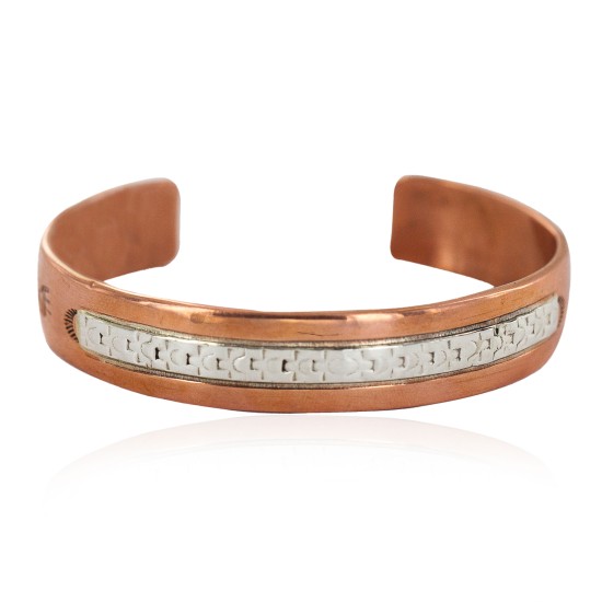 Handmade Certified Authentic Bear paw Navajo .925 Sterling Silver and Pure Copper Native American Bracelet  92020-2