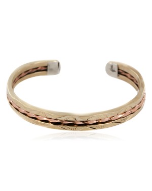Handmade Certified Authentic Bear Paw Navajo Pure Brass and Copper Native American Bracelet 12987-2