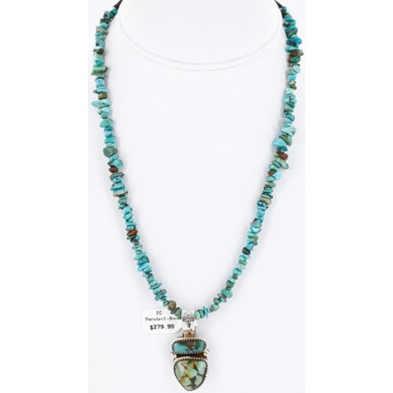 Handmade Certified Authentic BEN Navajo .925 Sterling Silver and Turquoise Native American Necklace 390792488172