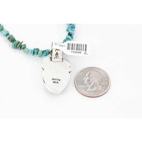 Handmade Certified Authentic BEN Navajo .925 Sterling Silver and Turquoise Native American Necklace 390792488172