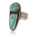 Handmade BEN Navajo .925 Sterling Silver NATURAL Turquoise Native American Ring 371019658920