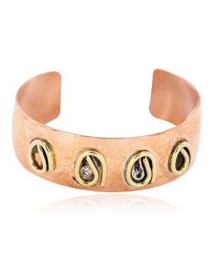 Handmade Certified Authentic Brass Navajo Native American Pure Copper Bracelet 13097-4