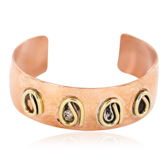 Handmade Certified Authentic Brass Navajo Native American Pure Copper Bracelet 13097-4