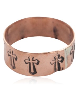 Handmade Certified Authentic Cross Navajo Native American Pure Copper Ring 17092-2