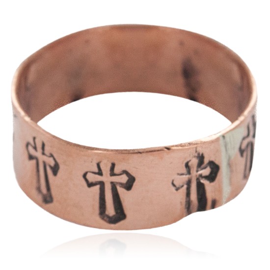 Handmade Certified Authentic Cross Navajo Native American Pure Copper Ring 17092-2