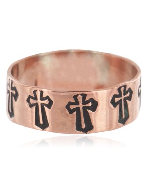 Handmade Certified Authentic Cross Navajo Pure Copper Native American Ring 17092-11