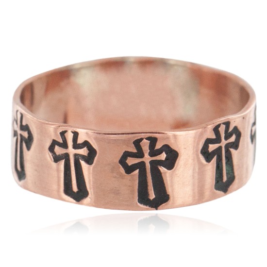 Handmade Certified Authentic Cross Navajo Pure Copper Native American Ring 17092-11 Handmade Certified Authentic Cross Navajo Pure Copper Native American Ring 17092-11