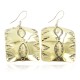Handmade Certified Authentic Feather Navajo Handstamped Pure Brass Dangle Native American Earrings 18088-1