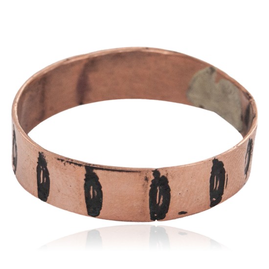 Handmade Certified Authentic Feather Navajo Native American Pure Copper Ring 17091-2