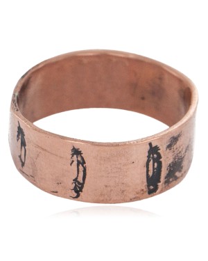 Handmade Certified Authentic Feather Navajo Native American Pure Copper Ring 17094-3