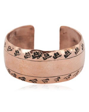 Handmade Certified Authentic Hammered Horse Navajo Pure Copper Native American Bracelet 12868-3