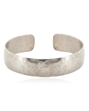Handmade Certified Authentic Hammered Navajo Native American Nickel Bracelet 13057