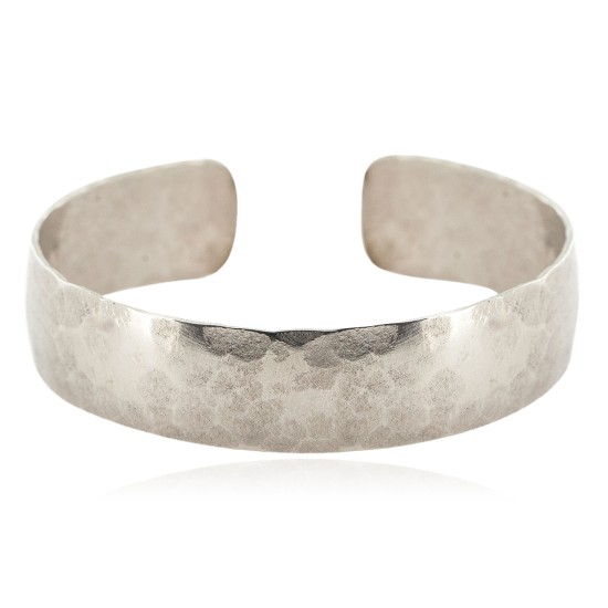 Handmade Certified Authentic Hammered Navajo Native American Nickel Bracelet 13057