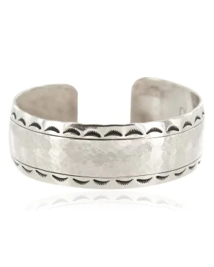Handmade Hammered Navajo Nickel Native American Bracelet 12964-1