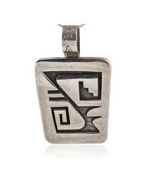 Handmade Certified Authentic Hopi .925 Sterling Silver Pendant Native American Necklace Pendant 24287
