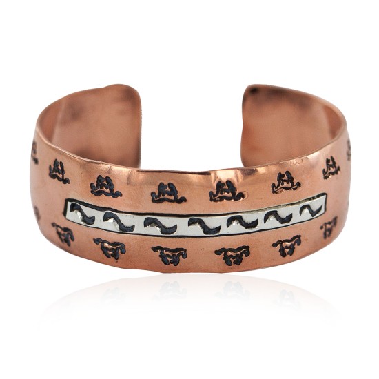 Handmade Certified Authentic Horse Navajo .925 Sterling Silver Native American Pure Copper Bracelet  92018-3