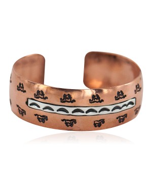Handmade Certified Authentic Horse Navajo .925 Sterling Silver Native American Pure Copper Bracelet  92018-6