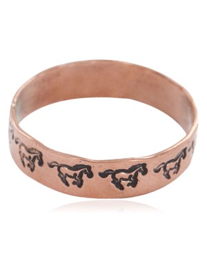 Handmade Certified Authentic Horse Navajo Native American Pure Copper Ring 17091-10