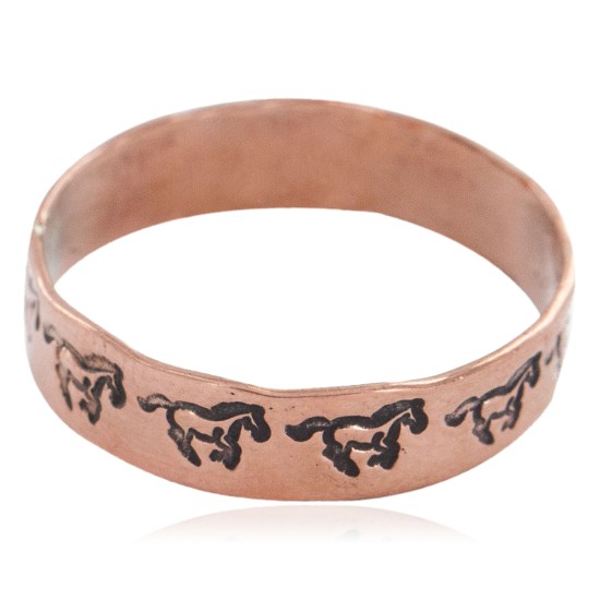 Handmade Certified Authentic Horse Navajo Native American Pure Copper Ring 17091-10