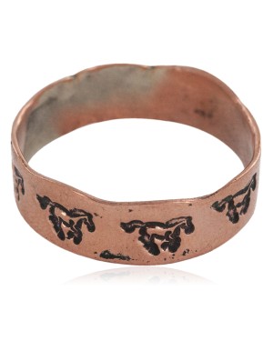 Handmade Certified Authentic Horse Navajo Native American Pure Copper Ring 17091-15