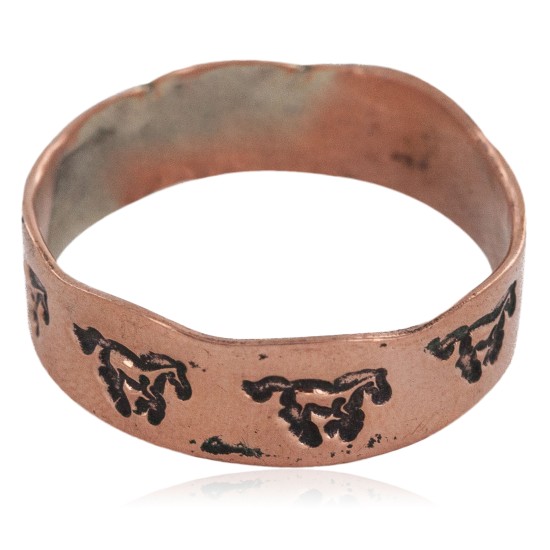 Handmade Certified Authentic Horse Navajo Native American Pure Copper Ring 17091-15