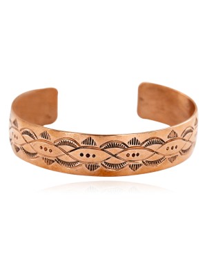 Handmade Certified Authentic Jiemmy Patters Navajo Pure Copper Native American Bracelet 12528-2