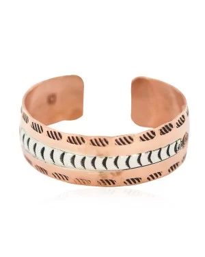 Handmade Maze Navajo .925 Sterling Silver and Pure Copper Native American Bracelet 13097-14