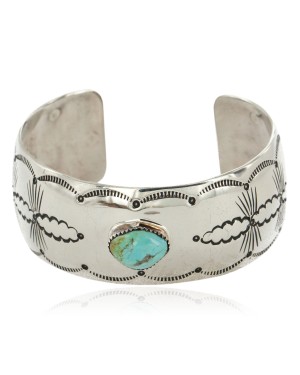Handmade Certified Authentic Natural Turquoise Navajo Nickel Native American Bracelet  12784-16