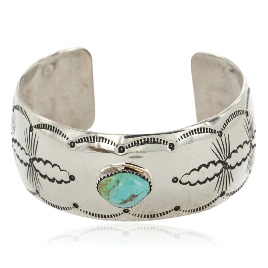 Handmade Certified Authentic Natural Turquoise Navajo Nickel Native American Bracelet  12784-16