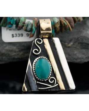 Handmade Certified Authentic Navajo .925 Sterling Silver 12kt Gold Filled Natural Turquoise Native American Necklace 370805366232