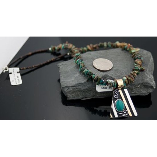 Handmade Certified Authentic Navajo .925 Sterling Silver 12kt Gold Filled Natural Turquoise Native American Necklace 370805366232