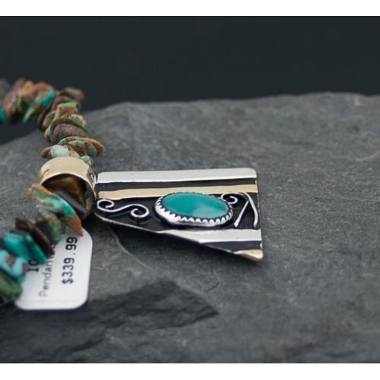 Handmade Certified Authentic Navajo .925 Sterling Silver 12kt Gold Filled Natural Turquoise Native American Necklace 370805366232