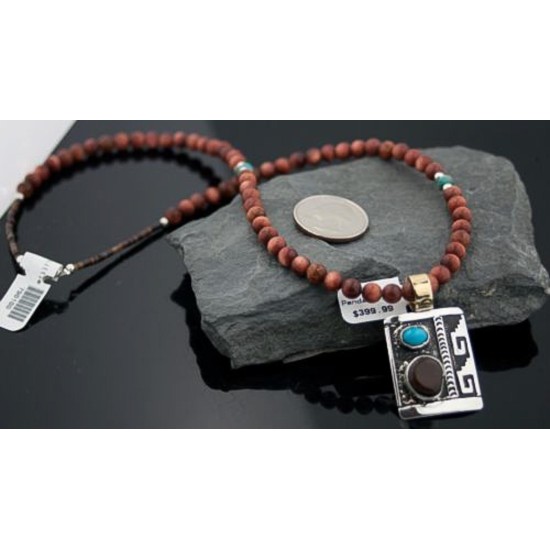 Handmade Certified Authentic Navajo .925 Sterling Silver 12kt Gold Filled Natural Turquoise Native American Necklace 370808784595